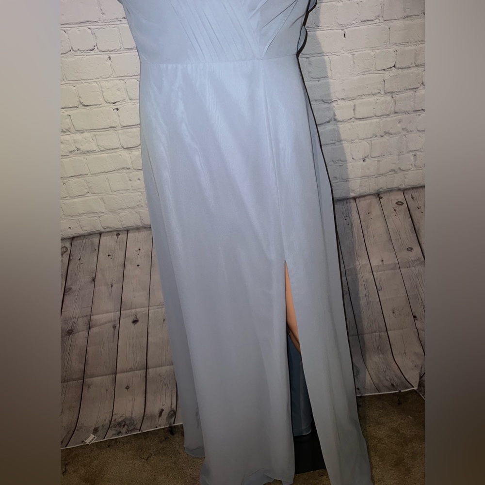 Azazie Light Blue Polyester Formal Dress with Slit size 10 - Picture 3 of 11